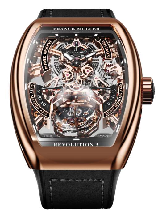 Review Franck Muller Vanguard Revolution 3 Skeleton Rose Gold V50 REV 3 PR SQT (NR) Replica Watch - Click Image to Close